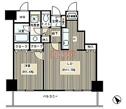 トレステージ目黒 1LDKの間取図画像