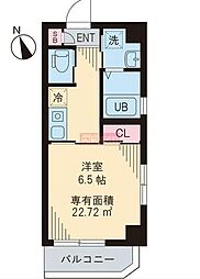 アーク五反田 1Kの間取図画像