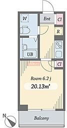 ダイヤモンドタワー西小山 1Kの間取図画像