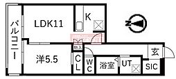 シティコート目黒3号棟 1LDKの間取図画像