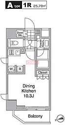 レジディア目黒4 ワンルームの間取図画像