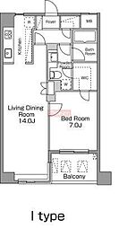 レジディア恵比寿南 1LDKの間取図画像