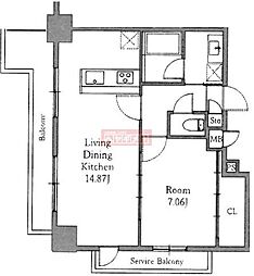 TOTSURESIDENCESHIBA 1LDKの間取図画像