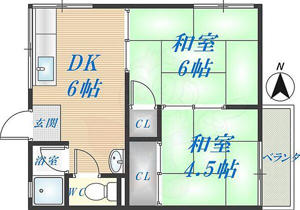 仁丸ハイツ ｜大阪府東大阪市大蓮北３丁目(賃貸アパート2DK・2階・40.00㎡)の写真 その2