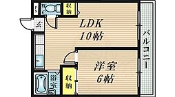エスパス南巽 1LDKの間取図画像