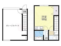 おおさか東線 JR長瀬駅 徒歩11分の賃貸アパート 1階ワンルームの間取り
