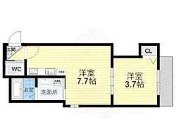 近鉄大阪線 弥刀駅 徒歩14分の賃貸アパート 3階1DKの間取り
