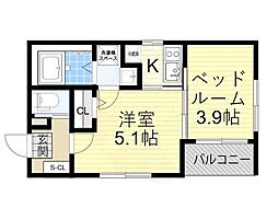 ハーモニーテラス小路東3 3階2Kの間取り