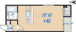 ウエストテール21西尾 ワンルームの間取図画像