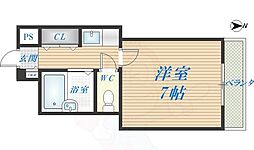 大宝小阪駅前ヴィラ・デステ 1Kの間取図画像