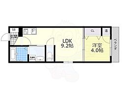 マリーベル深江橋 1LDKの間取図画像