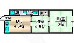 中川マンション 2DKの間取図画像