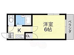 ゴッドフィールド巽 1Kの間取図画像