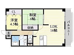 グランドールK 2LDKの間取図画像