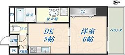 モンテノーム布施 1DKの間取図画像