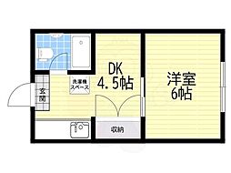 ヨシキコーポラス 1Kの間取図画像