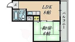 ピースハイツ 1LDKの間取図画像