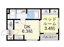 ロイヤルオーク小路 1DKの間取図画像