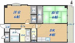 ハピネスふせ 2DKの間取図画像