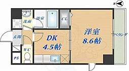 ボナール長栄寺 1DKの間取図画像