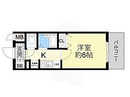 エスリード深江橋 1Kの間取図画像