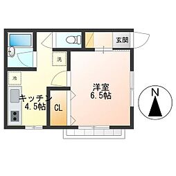 サンアリージュ 1階1Kの間取り