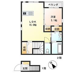 グランヴァリオ 1LDKの間取図画像