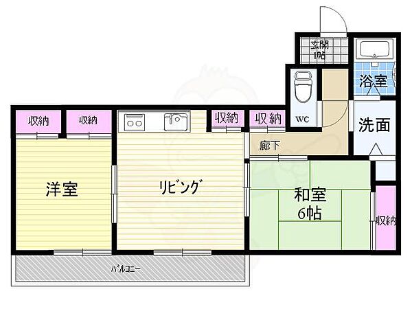 ヒルブリッジヒルNo.1 ｜大阪府大阪市西区北堀江４丁目(賃貸マンション2DK・5階・51.65㎡)の写真 その2