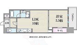 アーバネックス心斎橋2 8階1LDKの間取り