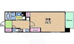 パークアクシス大阪新町 8階1Kの間取り