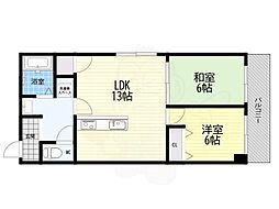 ロイヤルハイツ土佐堀 2LDKの間取図画像