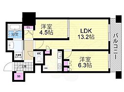 ローレルタワー心斎橋 2LDKの間取図画像