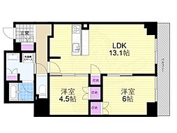 プレミストタワー靱本町 2LDKの間取図画像