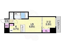 クロスレジデンス阿波座 1LDKの間取図画像