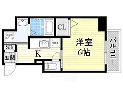 エスリード阿波座サウスプレイス 1Kの間取図画像