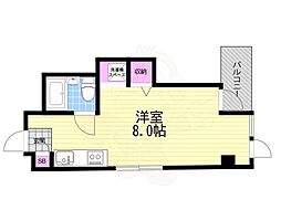 ウエストヒルズ幸紀 ワンルームの間取図画像