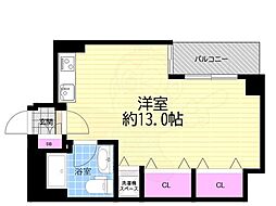 セントロイヤルクラブ谷町 ワンルームの間取図画像