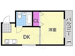 デイズ境川 1DKの間取図画像