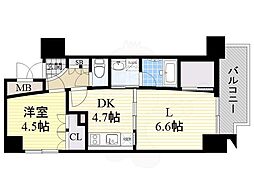 ラドゥセール中之島 2Kの間取図画像