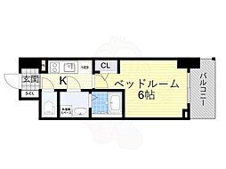 エスリードレジデンス大阪本町 1Kの間取図画像
