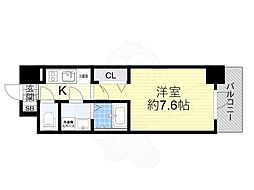 エスリード中之島クロスゲート 1Kの間取図画像