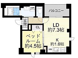 Plaisir trois土佐堀 1LDKの間取図画像