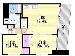 シャルマンフジリッツ南堀江 1SLDKの間取図画像