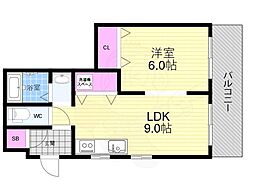 グランドピア道頓堀 1LDKの間取図画像