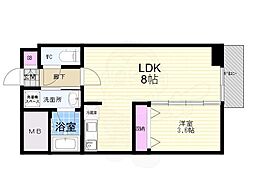 TheParkcross阿波座 1LDKの間取図画像