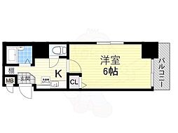 セレッソコート西心斎橋第2 1Kの間取図画像