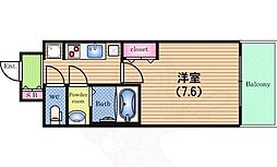 プランドール江戸堀レジデンス 1Kの間取図画像