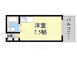 プリエール南堀江 ワンルームの間取図画像