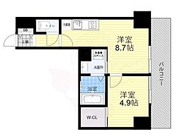 ジオエント新町 1LDKの間取図画像