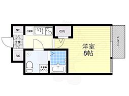 TheParkcross阿波座 1Kの間取図画像